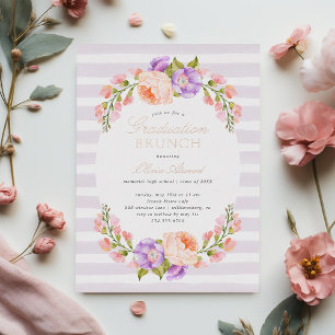 Lilac Strip und Bloom Abschluss Brunch Folieneinladung