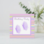LILAC Stripe Schmetterling BIRTHDAY PARTEI INVITAT Einladung (Stehend Vorderseite)