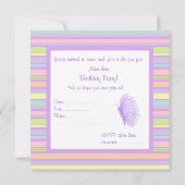 LILAC Stripe Schmetterling BIRTHDAY PARTEI INVITAT Einladung (Rückseite)