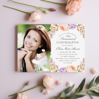 Lilac Stripe und Bloom-Foto-Bestätigung Einladung