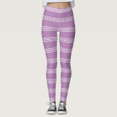Lilac Stripes benutzerdefinierte Monogramm-Legging Leggings (Vorderseite)