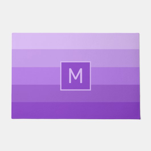 Lilac Stripes Custom Monogramm Fußmatte (Vorderseite)