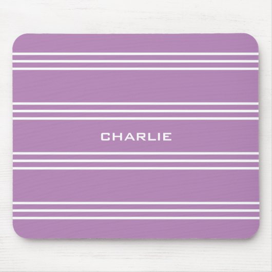 Lilac Stripes Custom Monogramm Mousepad (Vorne)