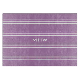 Lilac Stripes für kundenspezifische Monogramm-Schn Schneidebrett