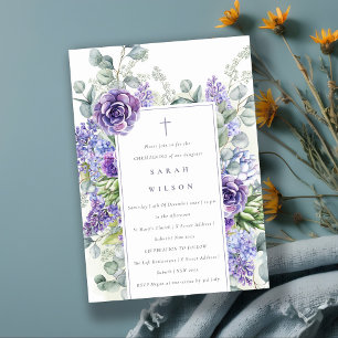 Lilac Succulent Eucalyptus Botanical Christening Einladung