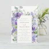 Lilac Succulent Eucalyptus Fauna Probe Abendessen Einladung (Stehend Vorderseite)