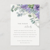 Lilac Succulent Eucalyptus Foliage Hochzeitdetails Begleitkarte (Vorderseite)