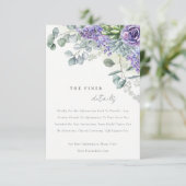 Lilac Succulent Eucalyptus Foliage Hochzeitdetails Begleitkarte (Stehend Vorderseite)