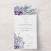 Lilac Succulent Eukalyptus Botanische Hochzeit All In One Einladung (Innen Boden)