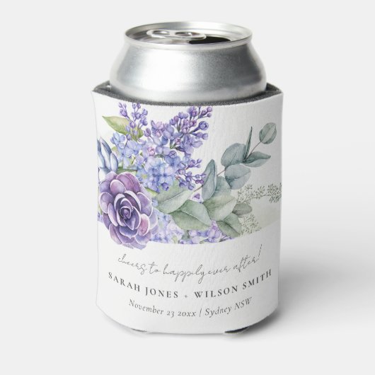 Lilac Succulent Eukalyptus Botanische Hochzeit Dosenkühler (Kanne Rückseite)