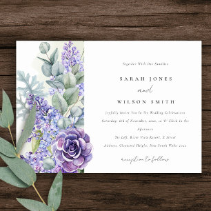 Lilac Succulent Eukalyptus Botanische Hochzeit Einladung