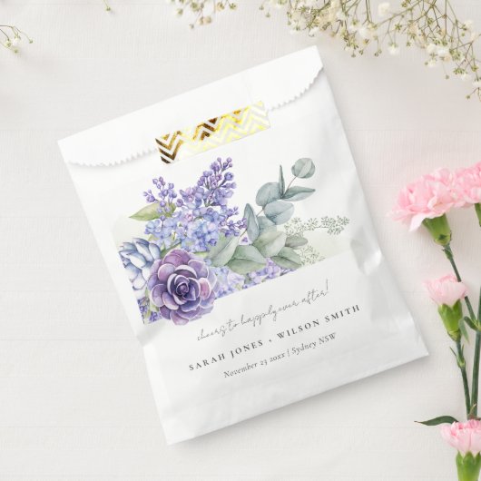 Lilac Succulent Eukalyptus Botanische Hochzeit Geschenktütchen (Versiegelt)
