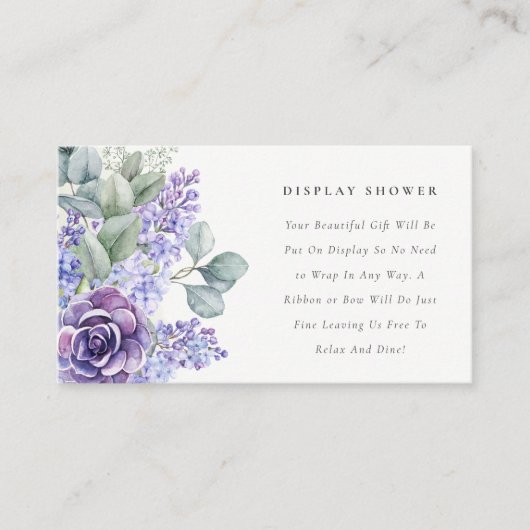 Lilac Succulent Foliage Display Dusche Babydusche Begleitkarte (Vorderseite)