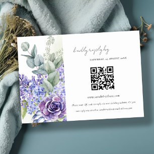 Lilac Succulent Leafy Fauna Wedding QR Code UAWG Begleitkarte