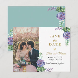 Lilac Succulents Foto Save the Date Ankündigung