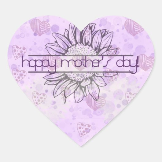 Lilac Sunflower Mother's Day Heart Stickers (Vorderseite)