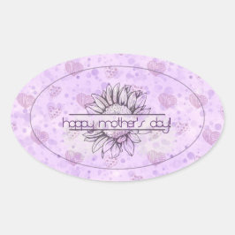 Lilac Sunflower Mother's Day Oval Stickers