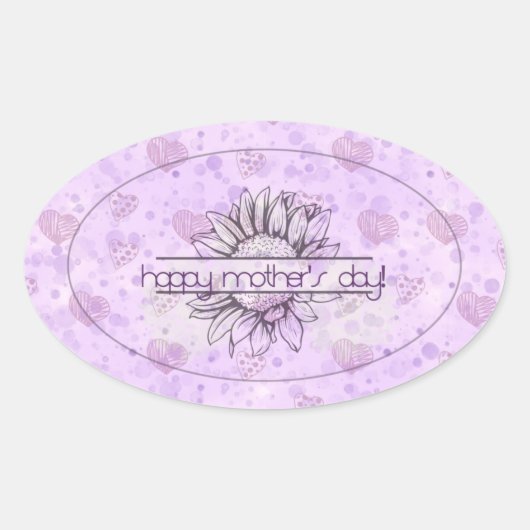 Lilac Sunflower Mother's Day Oval Stickers (Vorderseite)
