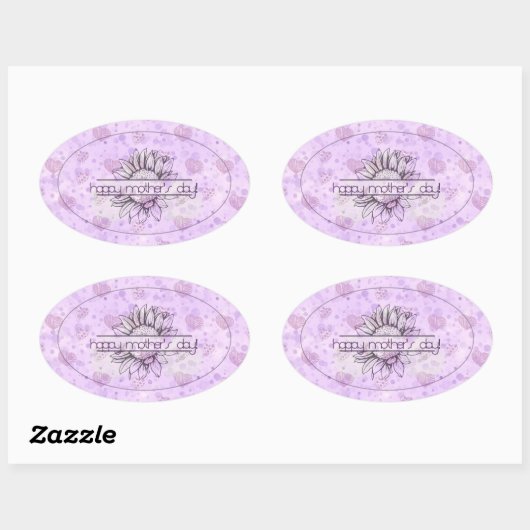 Lilac Sunflower Mother's Day Oval Stickers (Blatt)