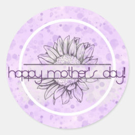 Lilac Sunflower Mother's Day Round Stickers