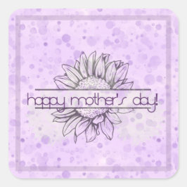 Lilac Sunflower Mother's Day Square Stickers