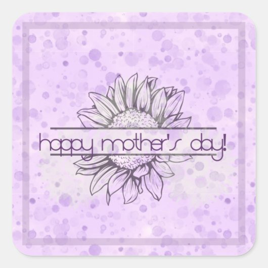 Lilac Sunflower Mother's Day Square Stickers (Vorderseite)