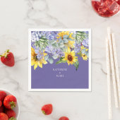 Lilac & Sunflower Wedding Couple Names Serviette (Beispiel)