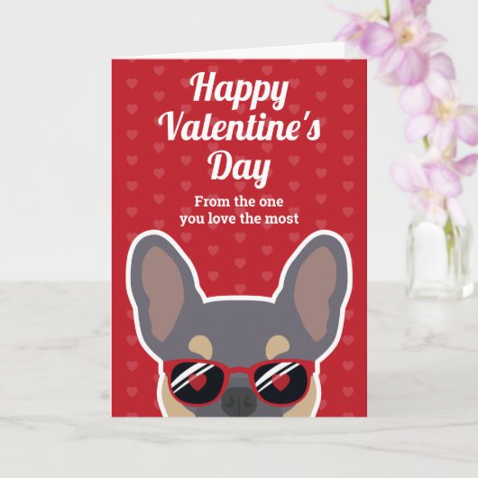 Lilac Tan French Bulldog Valentine's Day Karte (Orchidee)