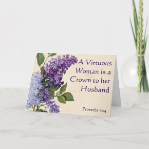 Lilac themed Christian greeting card for wife Karte