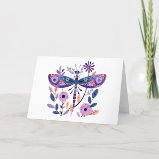 Lilac Themed Dragonfly Blank-Karte