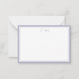 Lilac three Border Monogram Note Card Mitteilungskarte