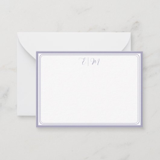 Lilac three Border Monogram Note Card Mitteilungskarte (Vorderseite)