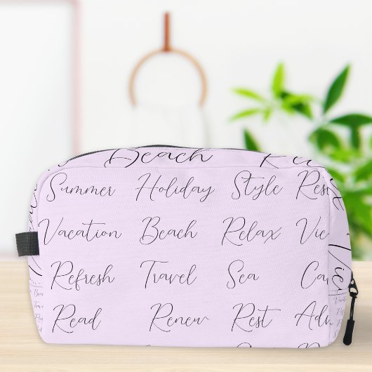 Lilac Trendy Moderne Sommerferien Worte Waschbeutel