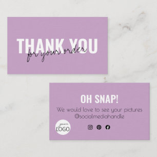 Lilac Trendy Vielen Dank, dass Sie das Logo "Snap Visitenkarte