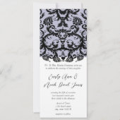 Lilac Trim Black Damask Wirbel Einladung Hochzeit (Vorderseite)