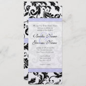Lilac Trim Black Damask Wirbel Einladung Hochzeit (Vorne/Hinten)