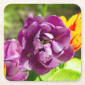 Lilac tulips an einem sonnigen Tag Rechteckiger Pappuntersetzer (Vorderseite)