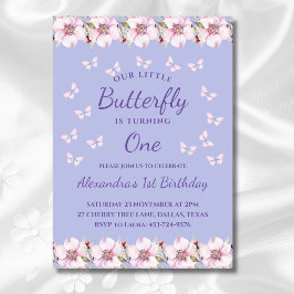 Lilac Turning One Little Butterfly 1. Geburtstag Einladung