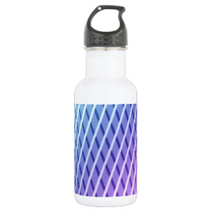 Lilac und Abstraktes blaues Streifenmuster Edelstahlflasche