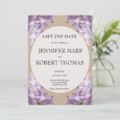 Lilac und Beige Wedding Save The Date (Stehend Vorderseite)