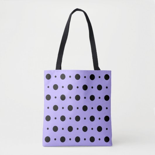 Lilac und Black Polka Dot Tote Bag Tasche (Vorderseite)