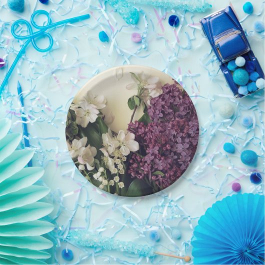 Lilac und Blüten Pappteller (Party)