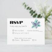 Lilac und Bright Green Botanical Wedding RSVP Karte (Stehend Vorderseite)