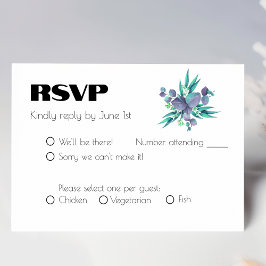 Lilac und Bright Green Botanical Wedding RSVP Karte