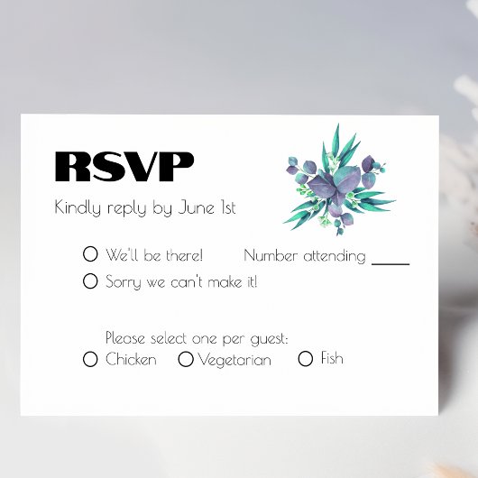Lilac und Bright Green Botanical Wedding RSVP Karte