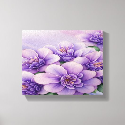 Lilac und Burgundy Blumengestreifte Canvas Print Leinwanddruck (Vorderseite)