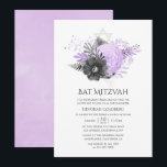 Lilac und Charcoal Floral Bat Mitzvah Einladung<br><div class="desc">Pastel lilac und Holzkohle graue Aquarellfledermaus Mitzvah Einladungen entwickelt,  um schnell und einfach auf Ihre Event-Besonderheiten angepasst werden.</div>