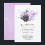 Lilac und Charcoal Floral Bat Mitzvah Einladung<br><div class="desc">Pastel lilac und Holzkohle graue Aquarellfledermaus Mitzvah Einladungen entwickelt,  um schnell und einfach auf Ihre Event-Besonderheiten angepasst werden.</div>
