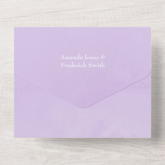 Lilac und Charcoal Floral Wedding All In One Einladung (Rückseite)