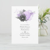 Lilac und Charcoal QR Code UAWG Wedding Einladung (Stehend Vorderseite)